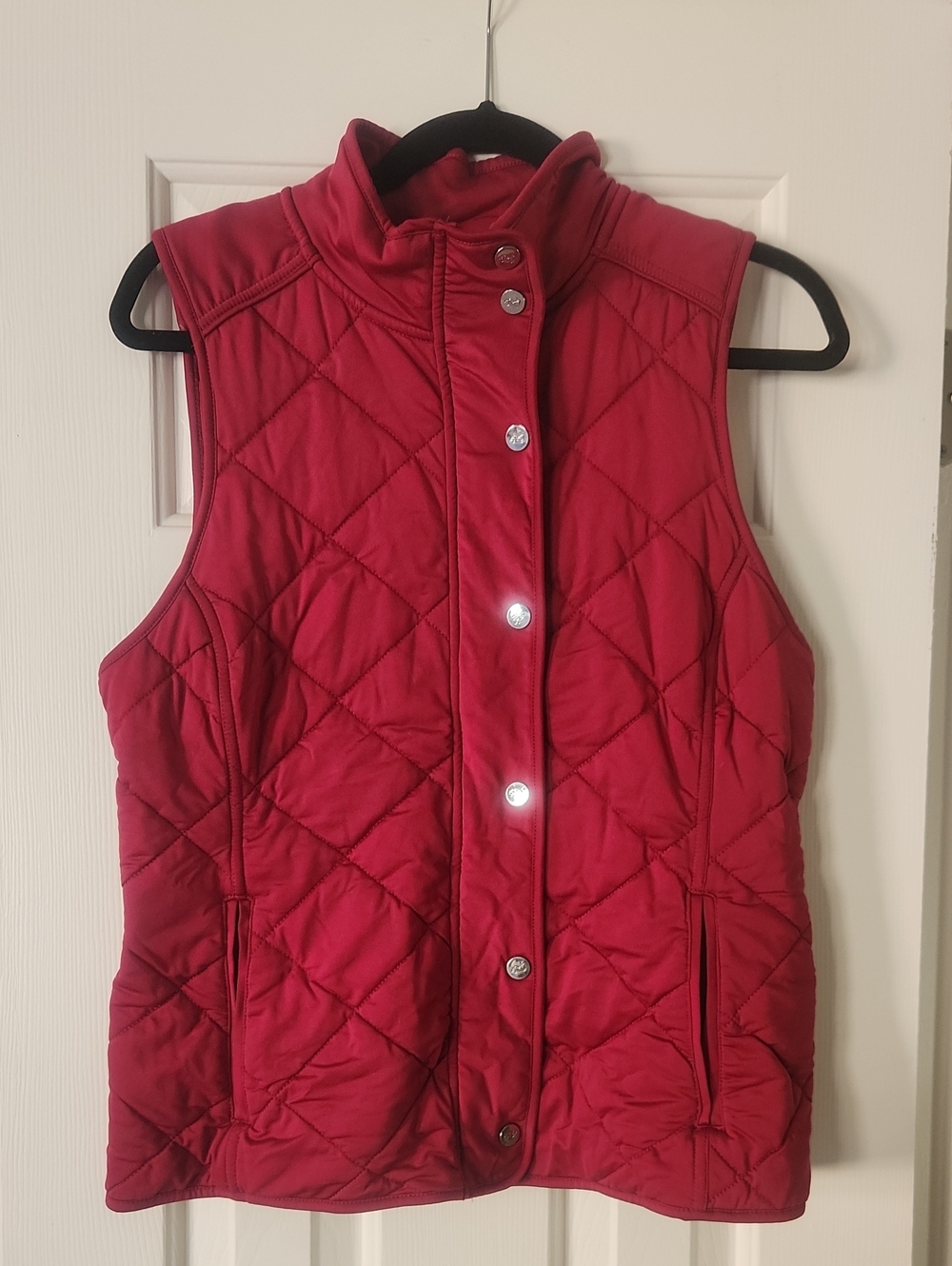 Quilted Red Women's Vest - Lightweight Sleeveless Jacket